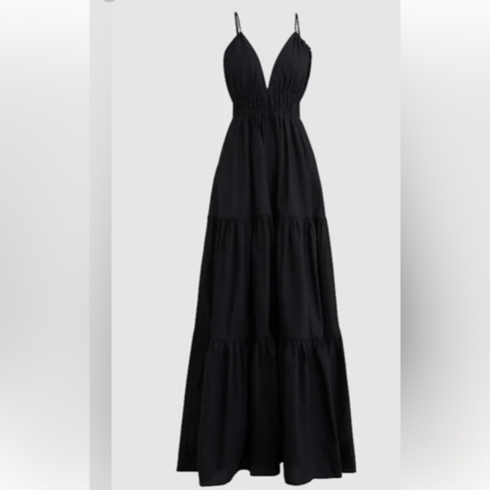 Jcrew Oahu V-neck tiered dress in black, NWT, size L